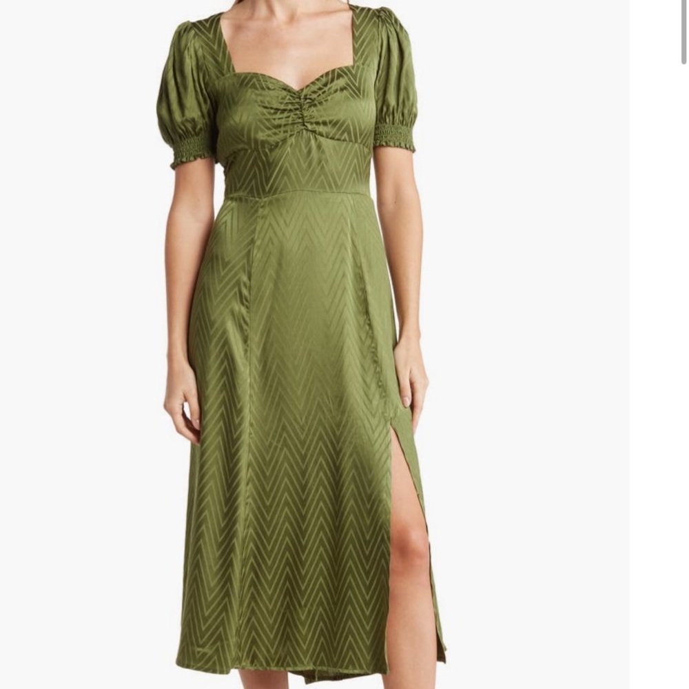 Maisie Horton Midi Dress Nordstrom Green Small Puffed Sleeves Sweetheart Neck